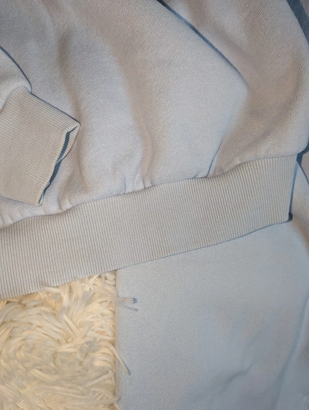 Edickted Light Blue Hooded Sweatshirt with Blue Ribbon Accents, Set Sz S